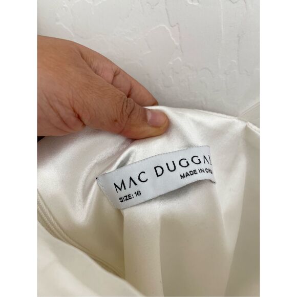 MAC DUGGAL Rosette One Shoulder Tea Length Dress Plus Size 16 - Picture 6 of 12